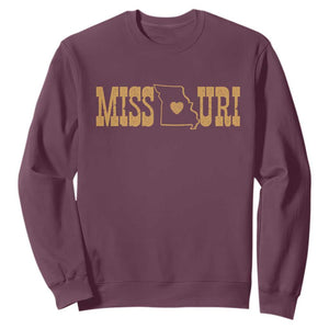 Vintage Missouri State Map Sweatshirt Midwest Pride Gift TS12 Maroon Print Your Wear