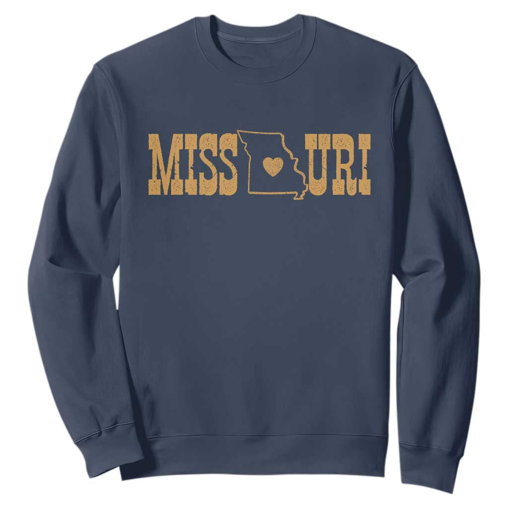 Vintage Missouri State Map Sweatshirt Midwest Pride Gift TS12 Navy Print Your Wear