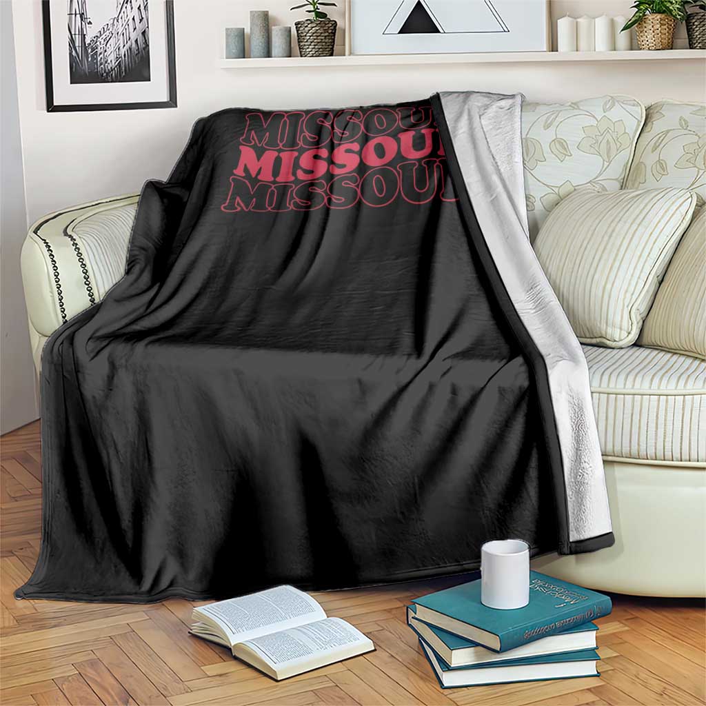 Retro Missouri State Pride Throw Blanket Groovy Wavy Typography TS12 Print Your Wear