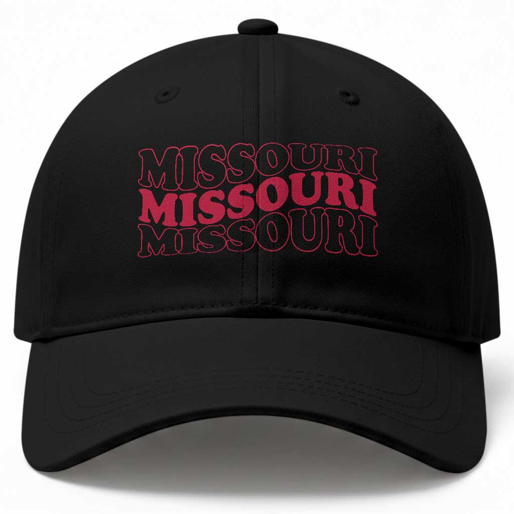 Retro Missouri State Pride Baseball Cap Groovy Wavy Typography TS12 Print Your Wear