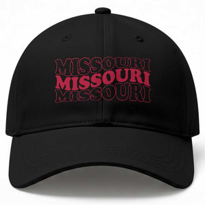 Retro Missouri State Pride Baseball Cap Groovy Wavy Typography TS12 Print Your Wear