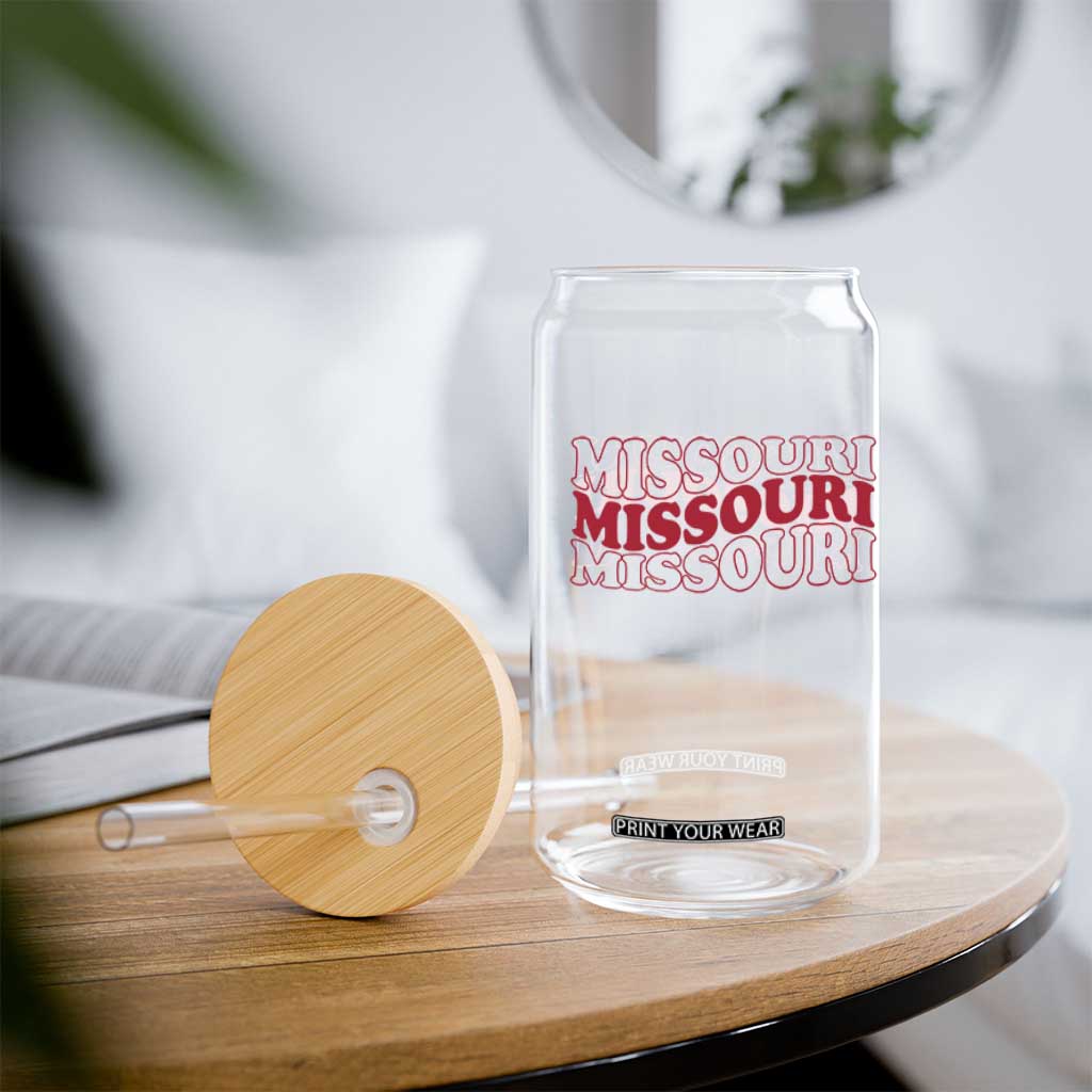 Retro Missouri State Pride Glass Can Groovy Wavy Typography TS12 Print Your Wear