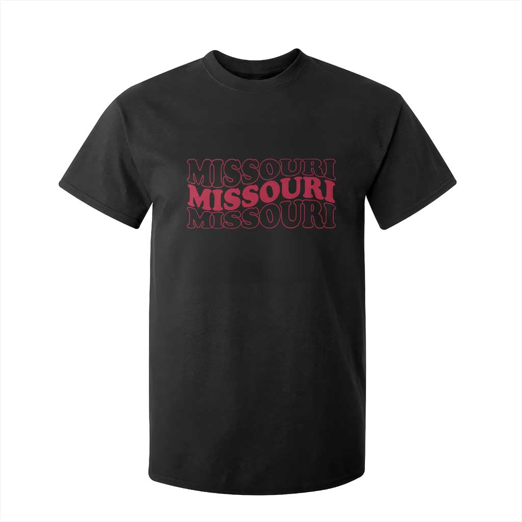 Retro Missouri State Pride T Shirt For Kid Groovy Wavy Typography TS12 Black Print Your Wear
