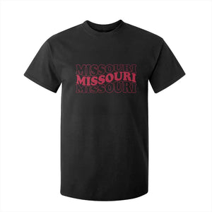 Retro Missouri State Pride T Shirt For Kid Groovy Wavy Typography TS12 Black Print Your Wear
