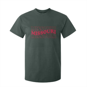 Retro Missouri State Pride T Shirt For Kid Groovy Wavy Typography TS12 Dark Forest Green Print Your Wear