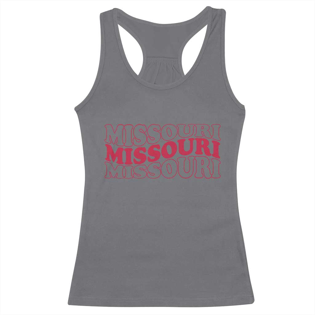 Retro Missouri State Pride Racerback Tank Top Groovy Wavy Typography TS12 Charcoal Print Your Wear
