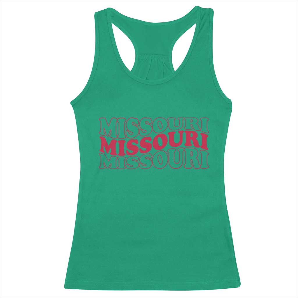 Retro Missouri State Pride Racerback Tank Top Groovy Wavy Typography TS12 Irish Green Print Your Wear