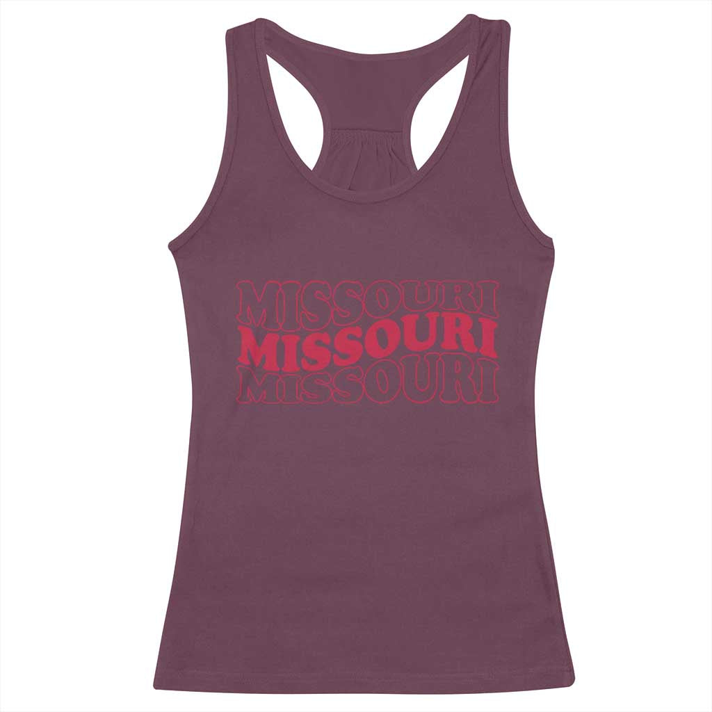 Retro Missouri State Pride Racerback Tank Top Groovy Wavy Typography TS12 Maroon Print Your Wear