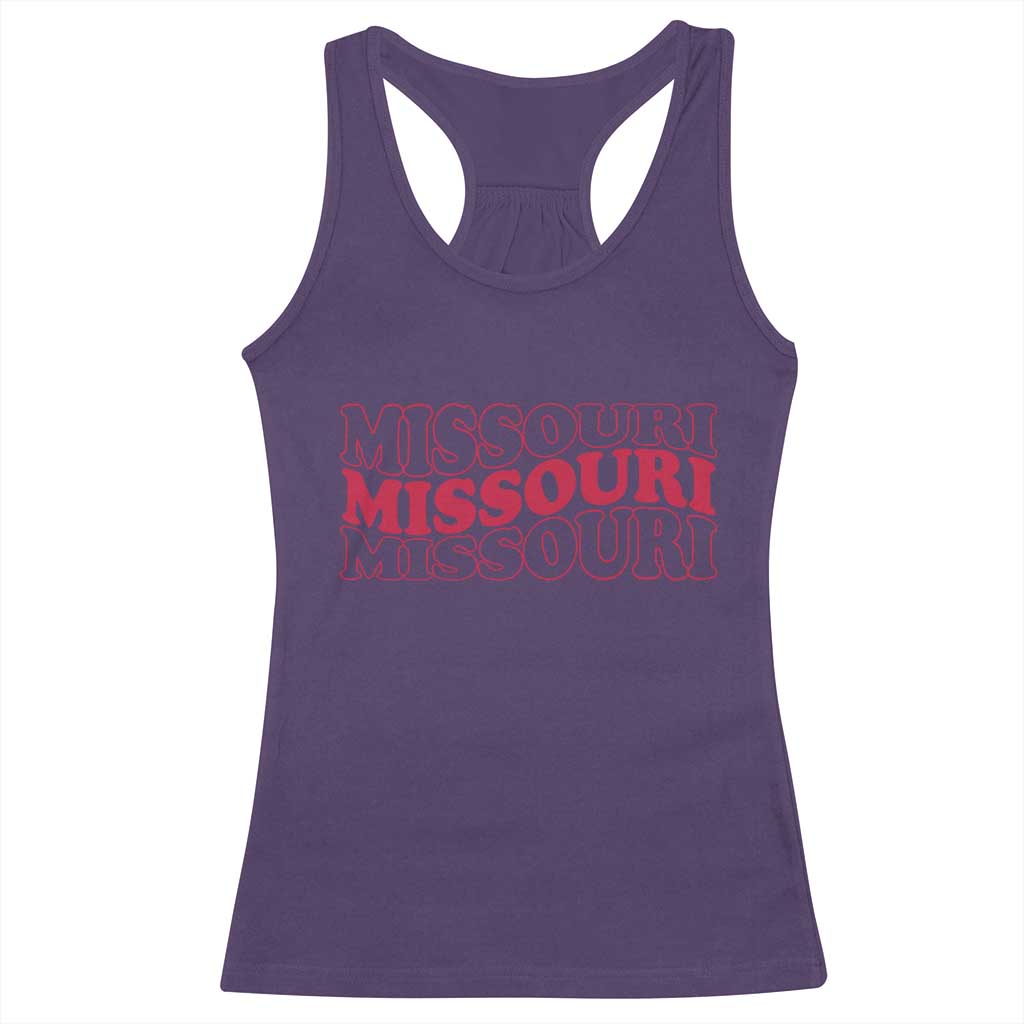 Retro Missouri State Pride Racerback Tank Top Groovy Wavy Typography TS12 Purple Print Your Wear