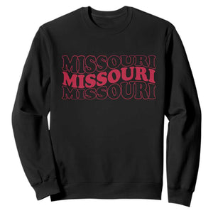 Retro Missouri State Pride Sweatshirt Groovy Wavy Typography TS12 Black Print Your Wear