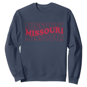 Retro Missouri State Pride Sweatshirt Groovy Wavy Typography TS12 Navy Print Your Wear