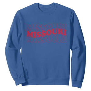 Retro Missouri State Pride Sweatshirt Groovy Wavy Typography TS12 Royal Blue Print Your Wear