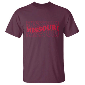 Retro Missouri State Pride T Shirt Groovy Wavy Typography TS12 Maroon Print Your Wear