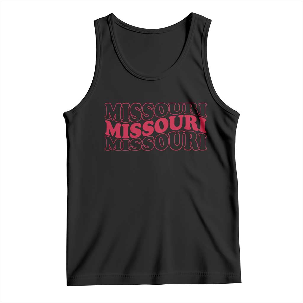 Retro Missouri State Pride Tank Top Groovy Wavy Typography TS12 Black Print Your Wear