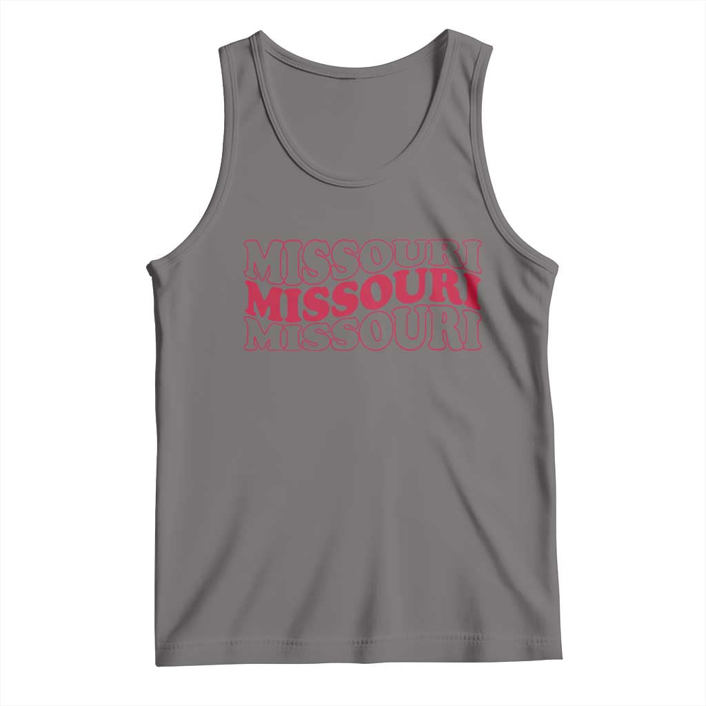Retro Missouri State Pride Tank Top Groovy Wavy Typography TS12 Deep Heather Print Your Wear