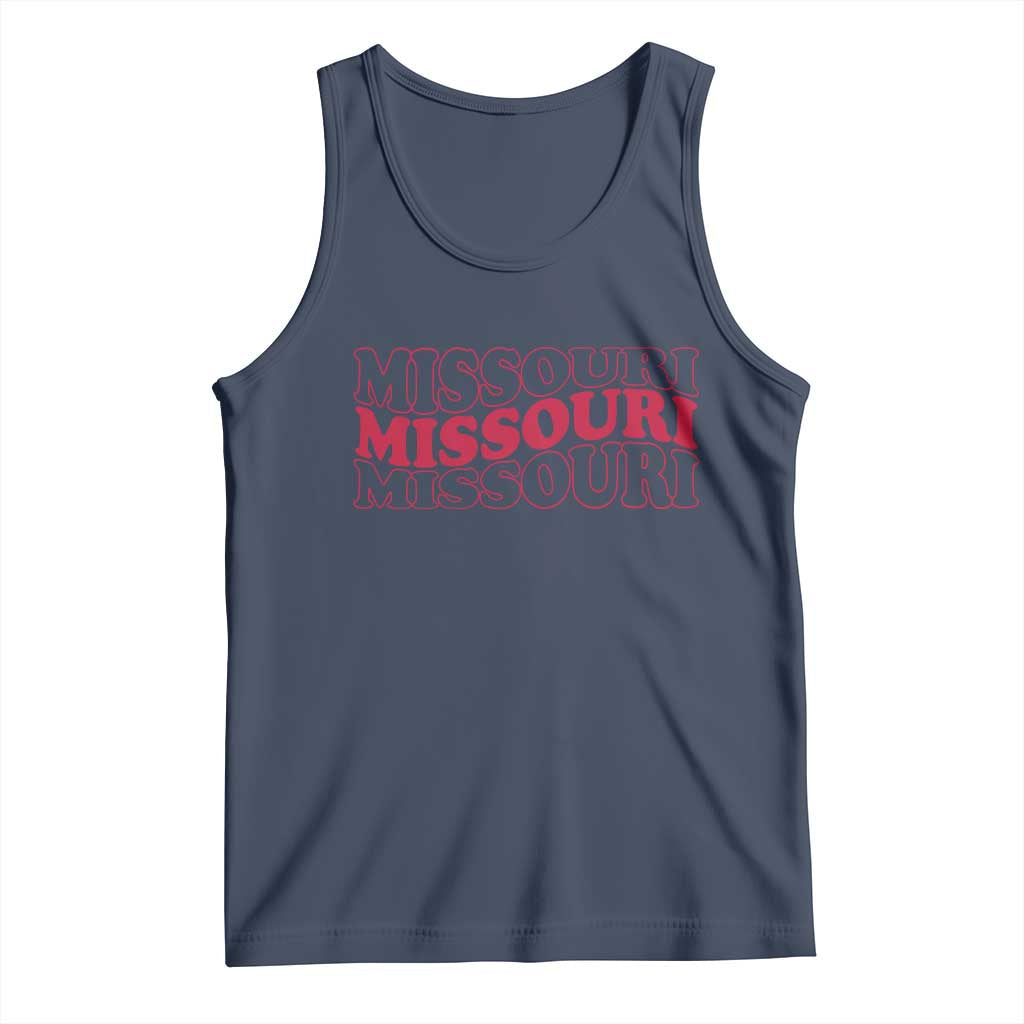Retro Missouri State Pride Tank Top Groovy Wavy Typography TS12 Navy Print Your Wear