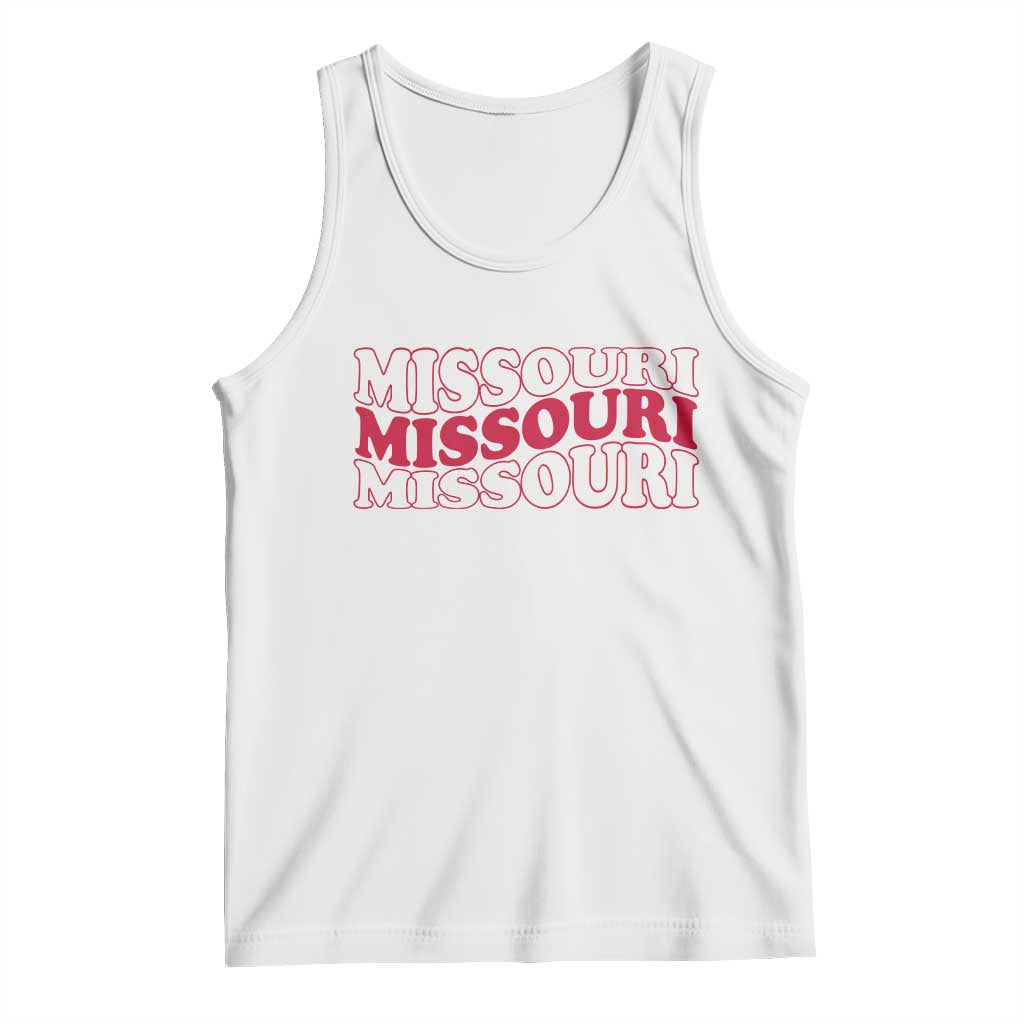 Retro Missouri State Pride Tank Top Groovy Wavy Typography TS12 White Print Your Wear