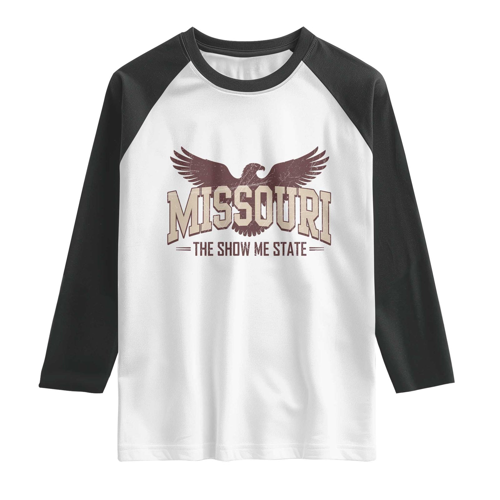 Vintage Missouri Eagle Raglan Shirt Missouri The Show Me State Retro Distressed TS12 White Black Print Your Wear