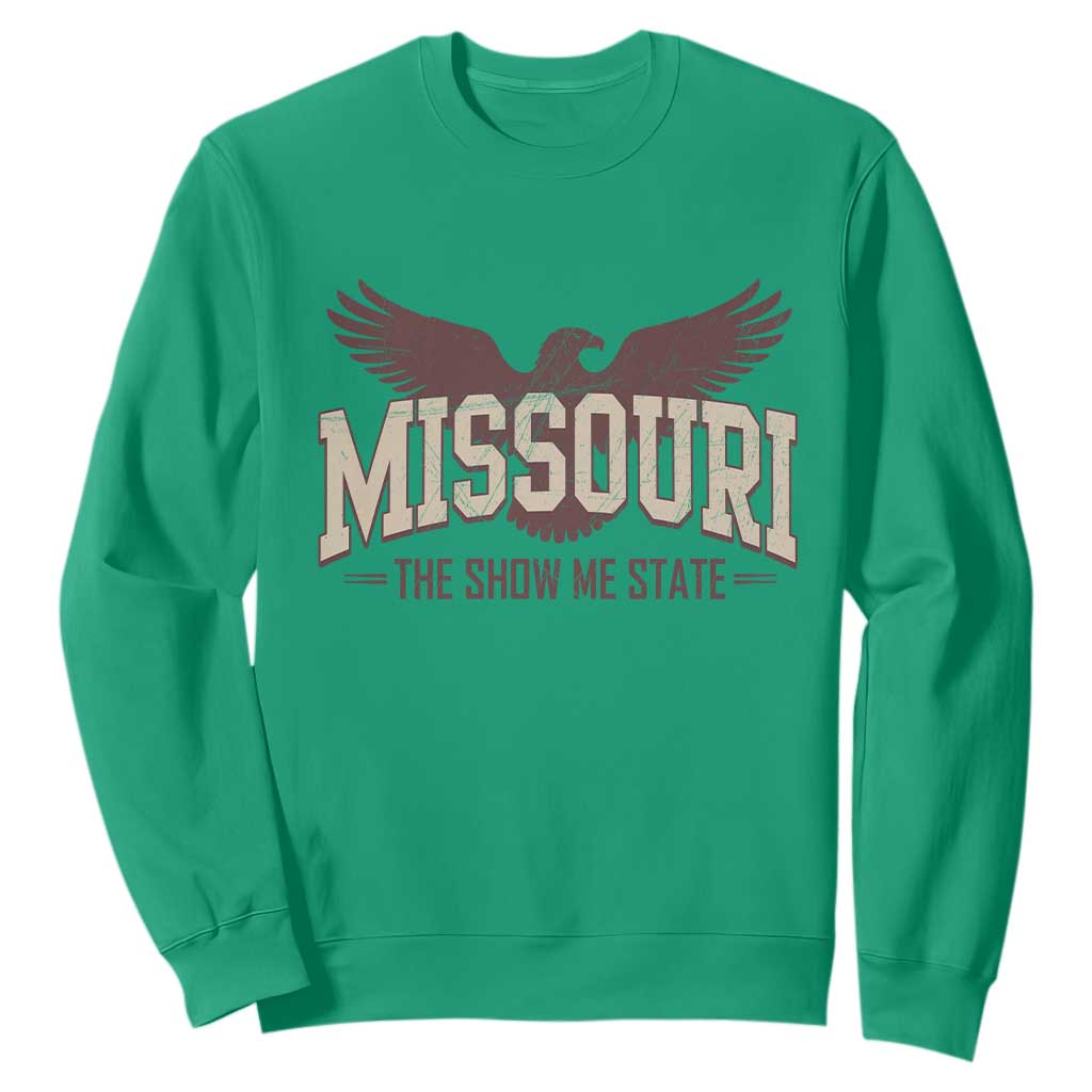 Vintage Missouri Eagle Sweatshirt Missouri The Show Me State Retro Distressed TS12 Irish Green Print Your Wear