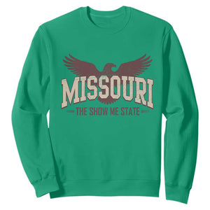 Vintage Missouri Eagle Sweatshirt Missouri The Show Me State Retro Distressed TS12 Irish Green Print Your Wear