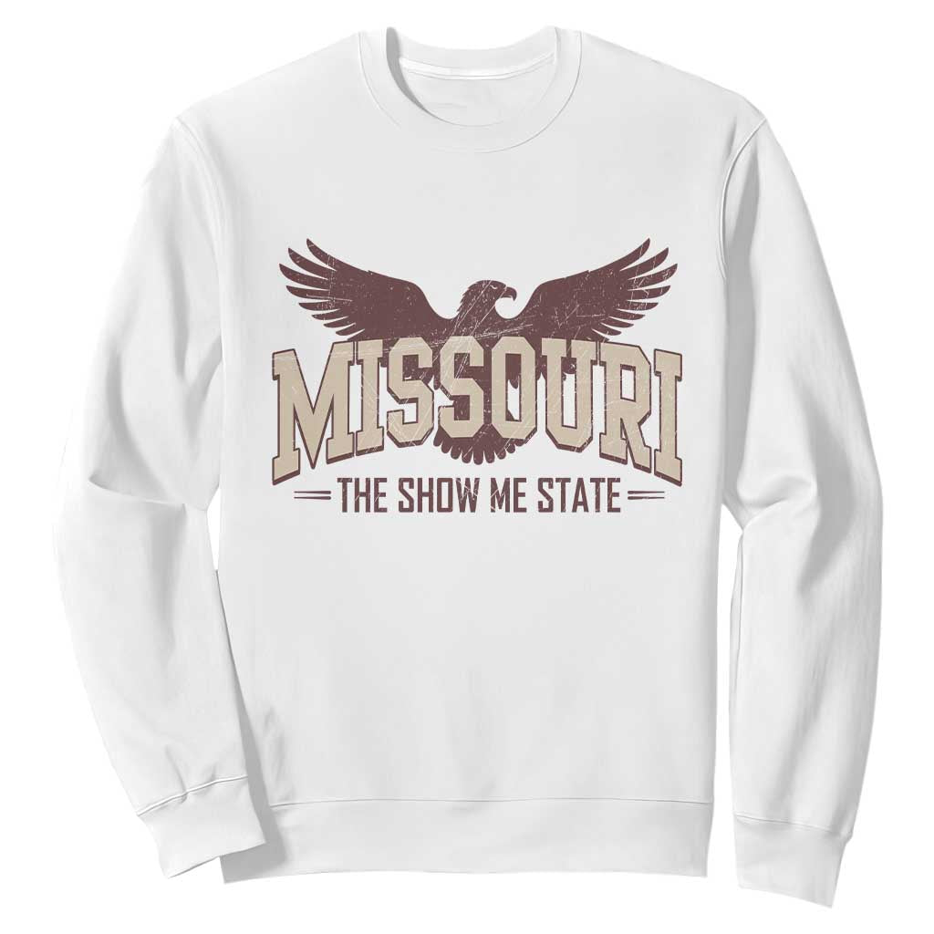 Vintage Missouri Eagle Sweatshirt Missouri The Show Me State Retro Distressed TS12 White Print Your Wear