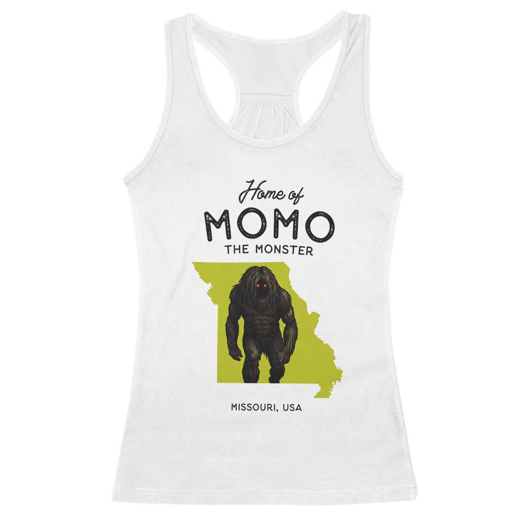 Louisiana Missouri Cryptid Lover Racerback Tank Top Home Of Momo The Monster TS12 White Print Your Wear