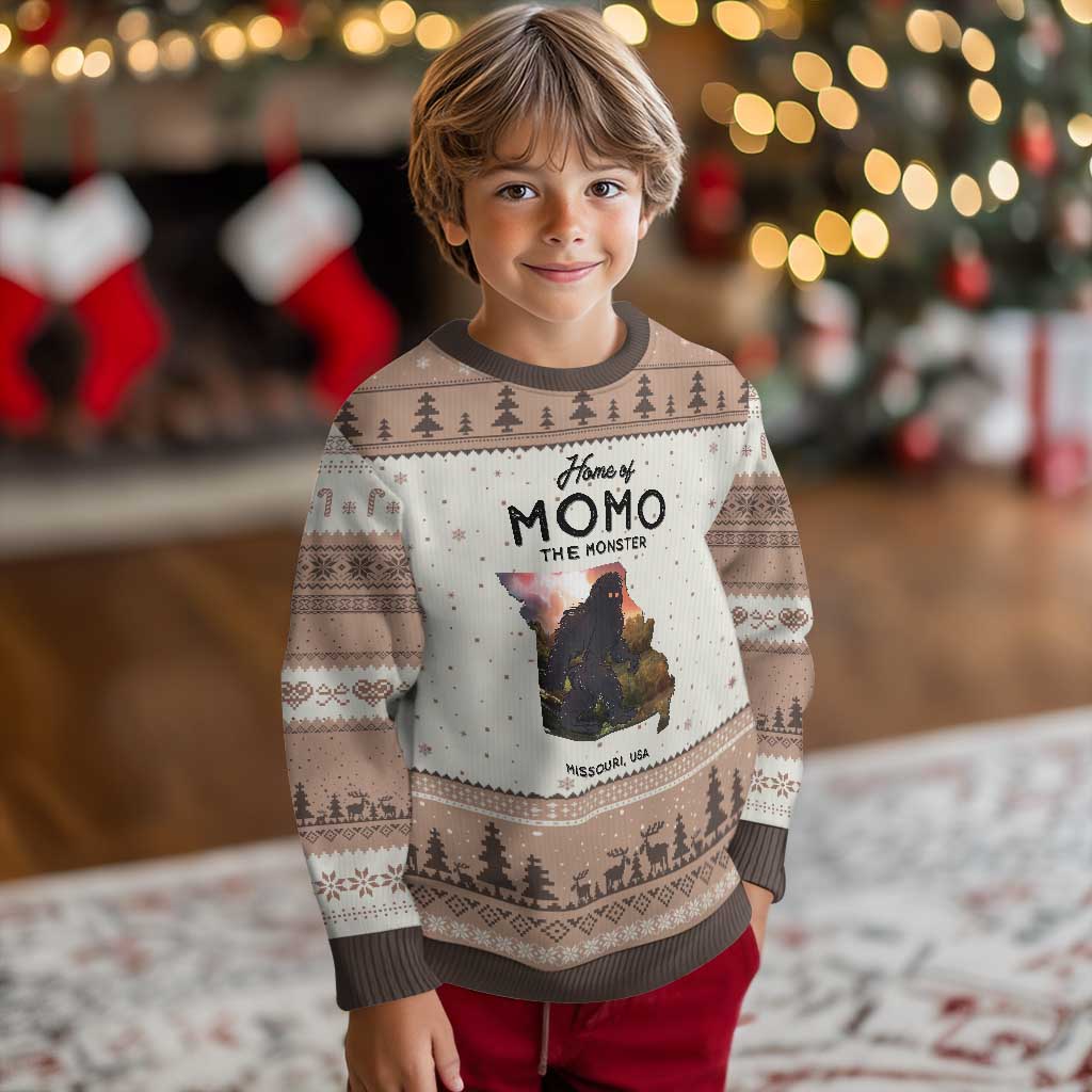 Momo The Monster Folklore Ugly Christmas Sweater Louisiana Missouri Cryptid Lover Gift TS12 Mocha Mousse Print Your Wear