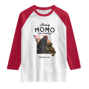 Momo The Monster Folklore Raglan Shirt Louisiana Missouri Cryptid Lover Gift TS12 White Red Print Your Wear