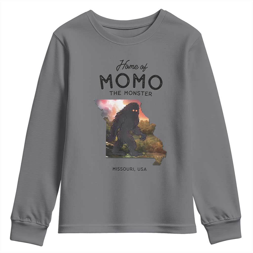 Momo The Monster Folklore Youth Sweatshirt Louisiana Missouri Cryptid Lover Gift TS12 Charcoal Print Your Wear