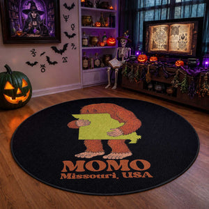 Missouri Cryptid Local Legend Round Rug Momo The Monster Lover Graphic