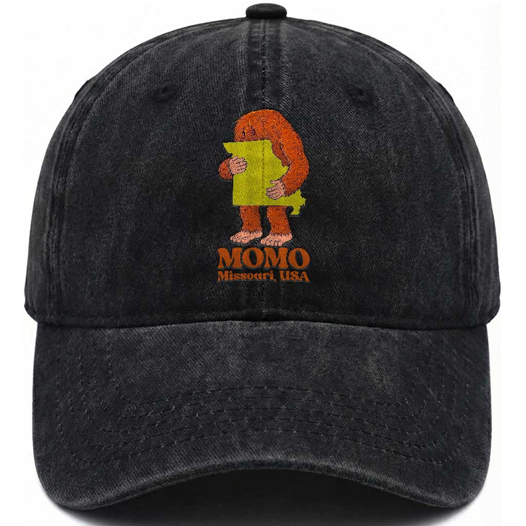 Missouri Cryptid Local Legend Washed Cotton Baseball Cap Momo The Monster Lover Graphic TS12 Print Your Wear