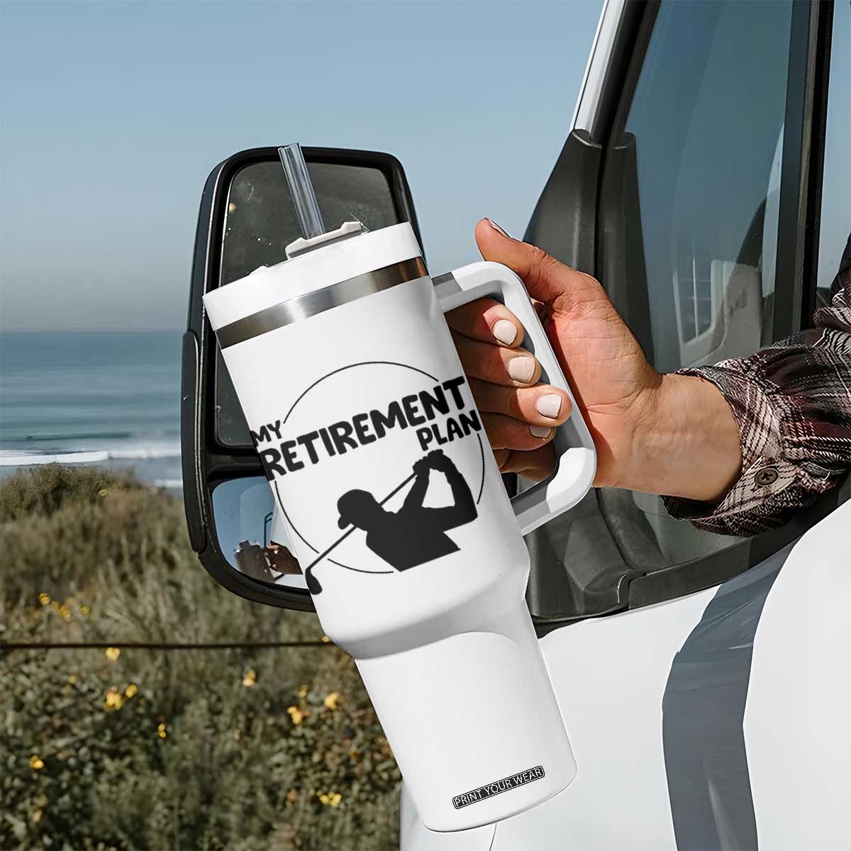 My Retirement Plan Golf Tumbler With Handle Retired Men And Golf Lovers TS12 Print Your Wear