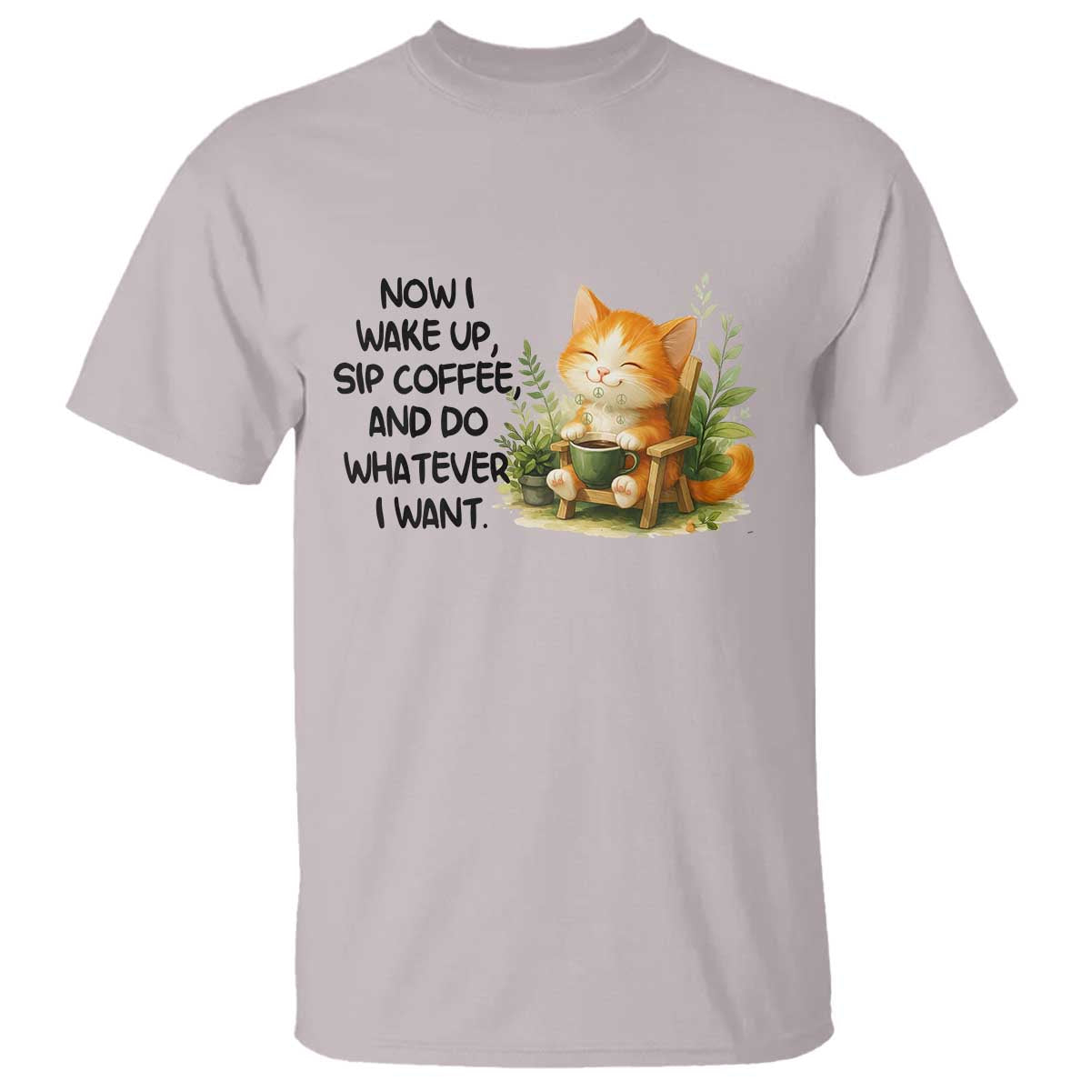 Cat Coffee Lover T Shirt Now I Wake Up Sip Coffee And Do Whatever I Want TS12 Ice Gray Print Your Wear