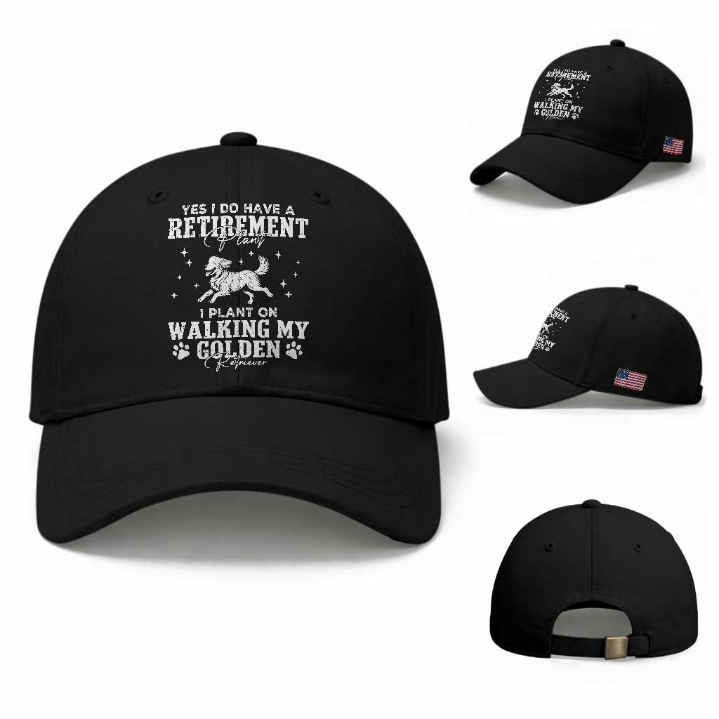 Dog Lover Baseball Cap I Plan On Walking My Golden Retriever Retirement TS12 Baseball Cap Universal Fit Black Print Your Wear