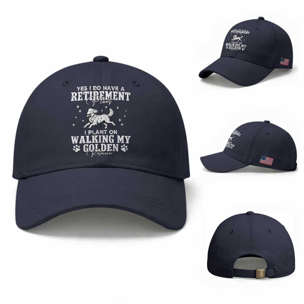 Dog Lover Baseball Cap I Plan On Walking My Golden Retriever Retirement TS12 Baseball Cap Universal Fit Navy Print Your Wear