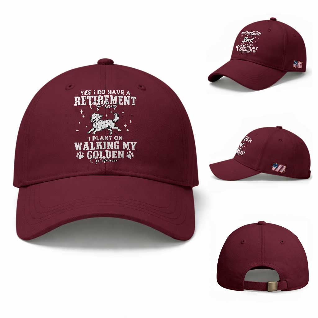 Dog Lover Baseball Cap I Plan On Walking My Golden Retriever Retirement TS12 Baseball Cap Universal Fit Maroon Print Your Wear