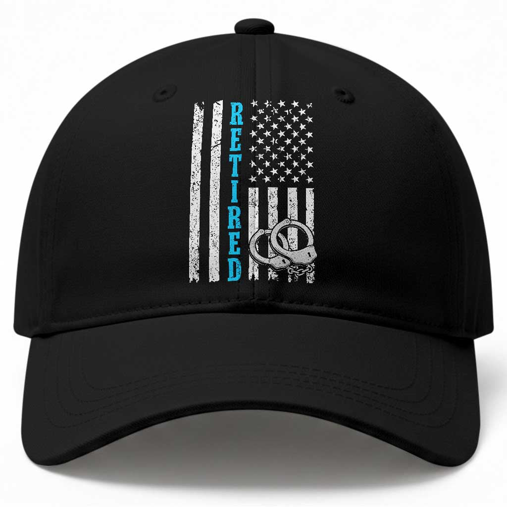 Funny Retired Police Officer Baseball Cap Patriotic Flag With Handcuffs TS12 Print Your Wear