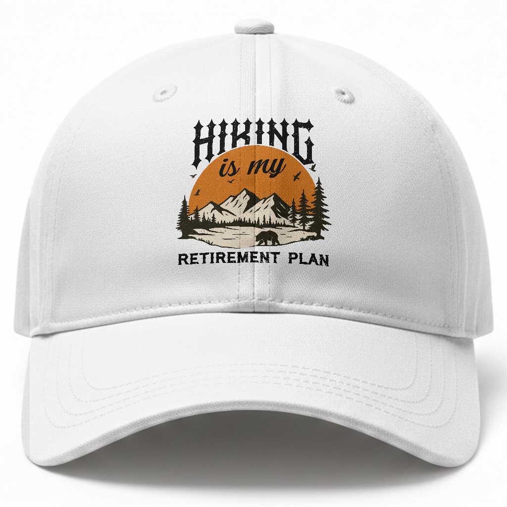 Hiking Is My Retirement Plan Baseball Cap Outdoor Vintage Mountain Scene TS12 Print Your Wear