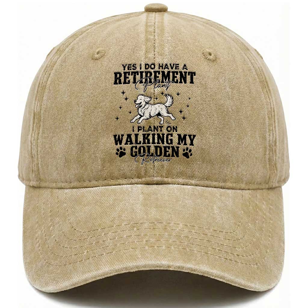 Funny I Plan On Walking My Golden Retriever Washed Cotton Baseball Cap Retirement Gift For Dog Lover TS12 Print Your Wear