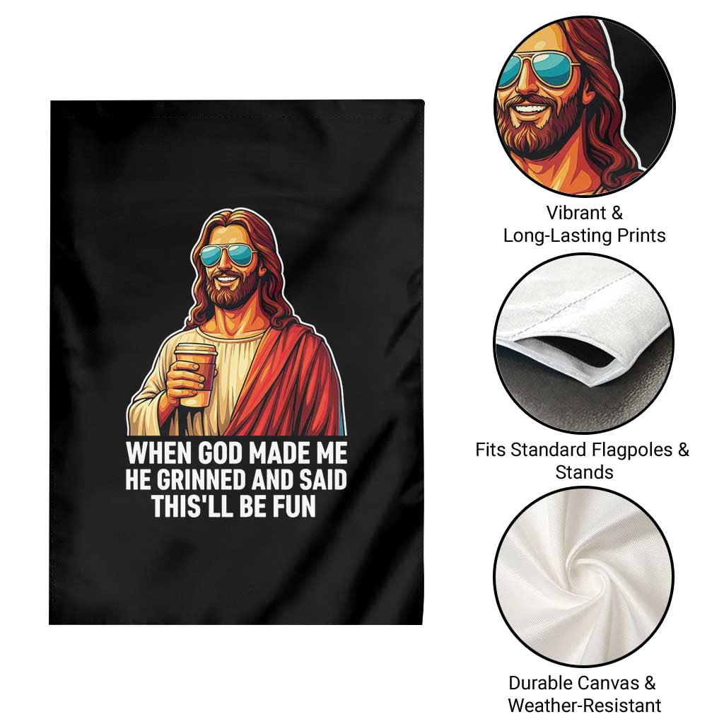Funny Religious Jesus Garden Flag Wait Im Goated TS12 Print Your Wear