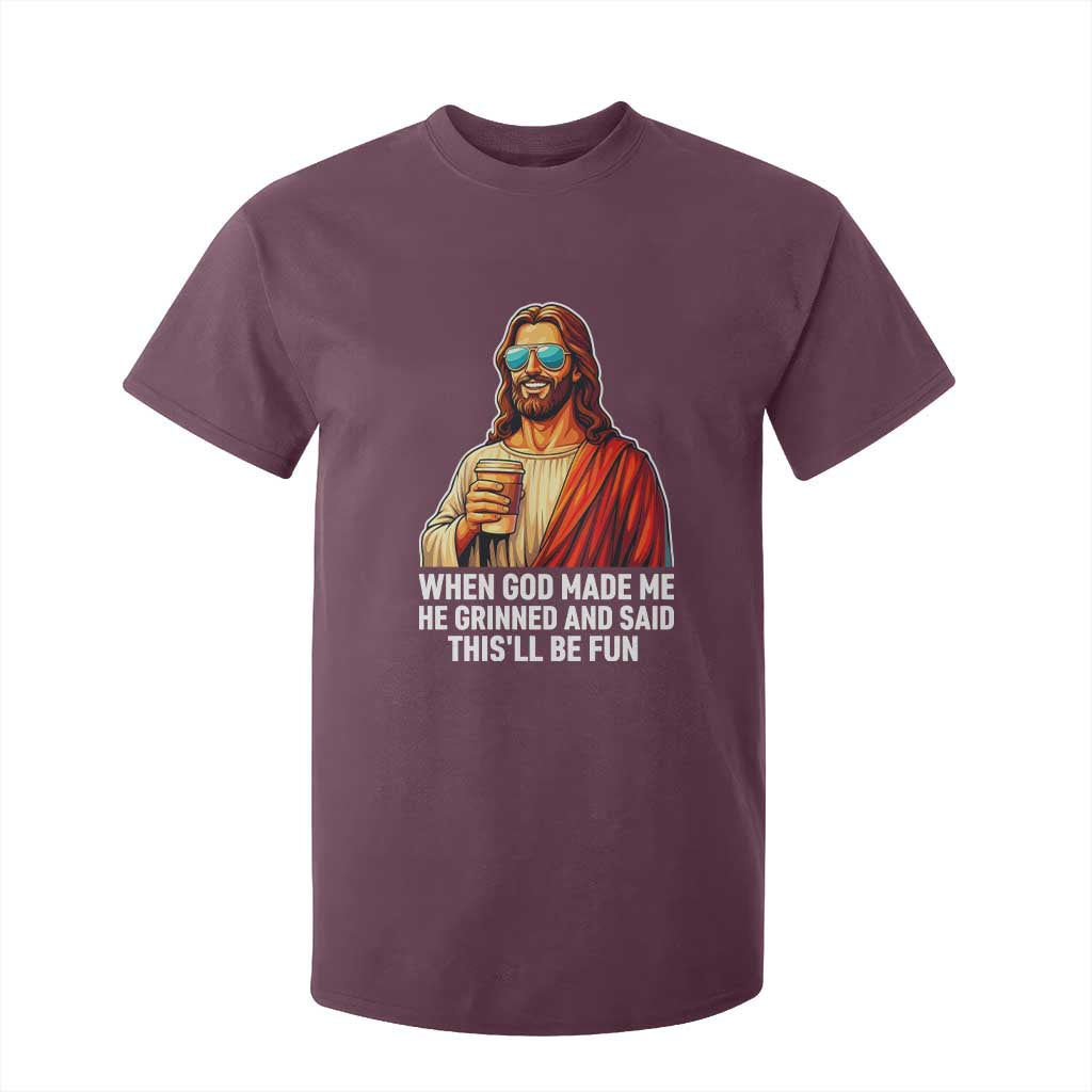 Funny Religious Jesus T Shirt For Kid Wait Im Goated TS12 Maroon Print Your Wear