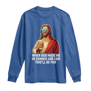 Funny Religious Jesus Long Sleeve Shirt Wait Im Goated TS12 Royal Blue Print Your Wear