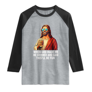 Funny Religious Jesus Raglan Shirt Wait Im Goated TS12 Heather Gray Black Print Your Wear