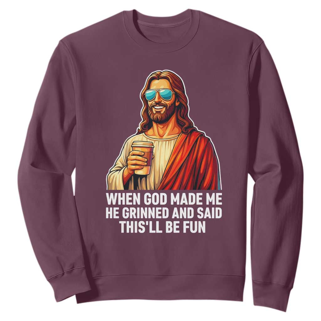 Funny Religious Jesus Sweatshirt Wait Im Goated TS12 Maroon Print Your Wear