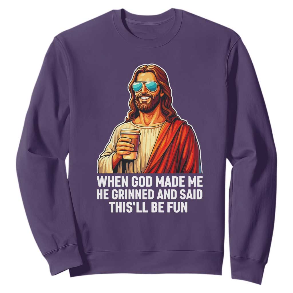 Funny Religious Jesus Sweatshirt Wait Im Goated TS12 Purple Print Your Wear