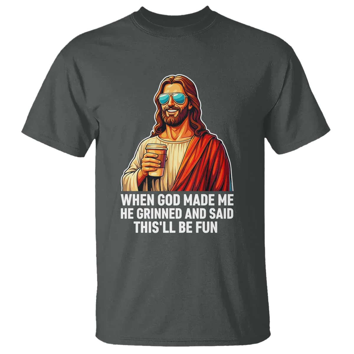 Funny Religious Jesus T Shirt Wait Im Goated TS12 Dark Heather Print Your Wear