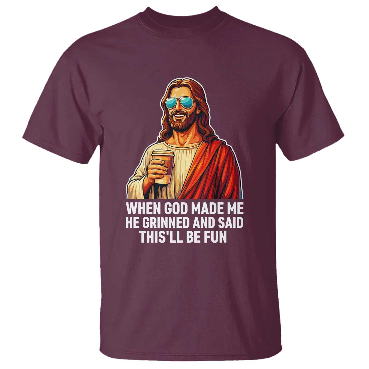 Funny Religious Jesus T Shirt Wait Im Goated TS12 Maroon Print Your Wear