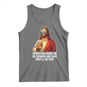 Funny Religious Jesus Tank Top Wait Im Goated TS12 Black Heather Print Your Wear