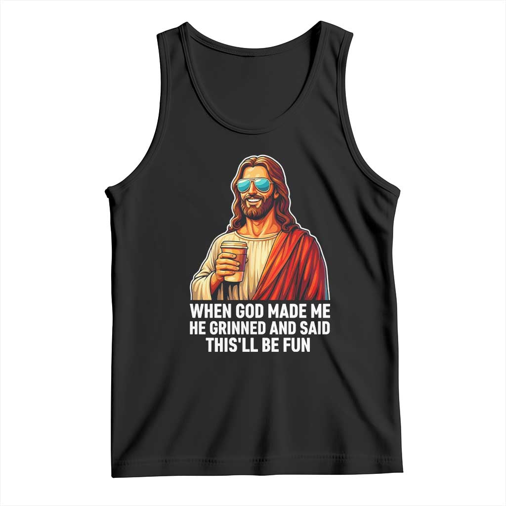 Funny Religious Jesus Tank Top Wait Im Goated TS12 Black Print Your Wear