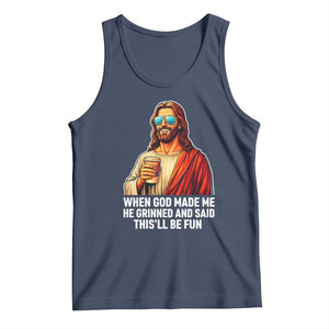 Funny Religious Jesus Tank Top Wait Im Goated TS12 Navy Print Your Wear
